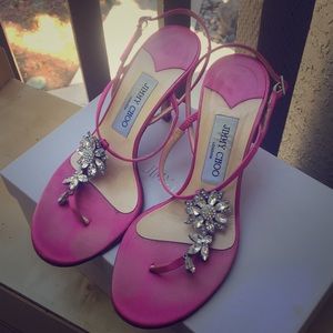 Jimmy Choo Embellished Satin Sandals